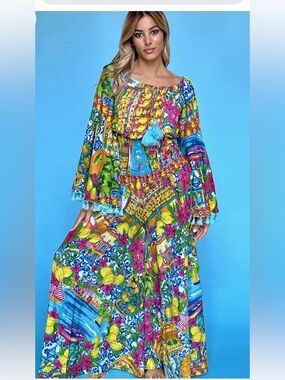 Antica Sartoria Colorful Off-Shoulder Romper Jumpsuit NWT O/S